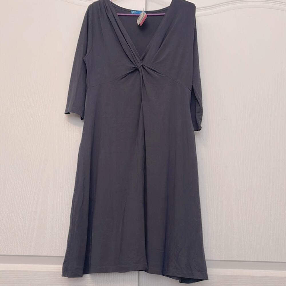 NWT Fresh Produce Solid Gray Twist Front Dress L